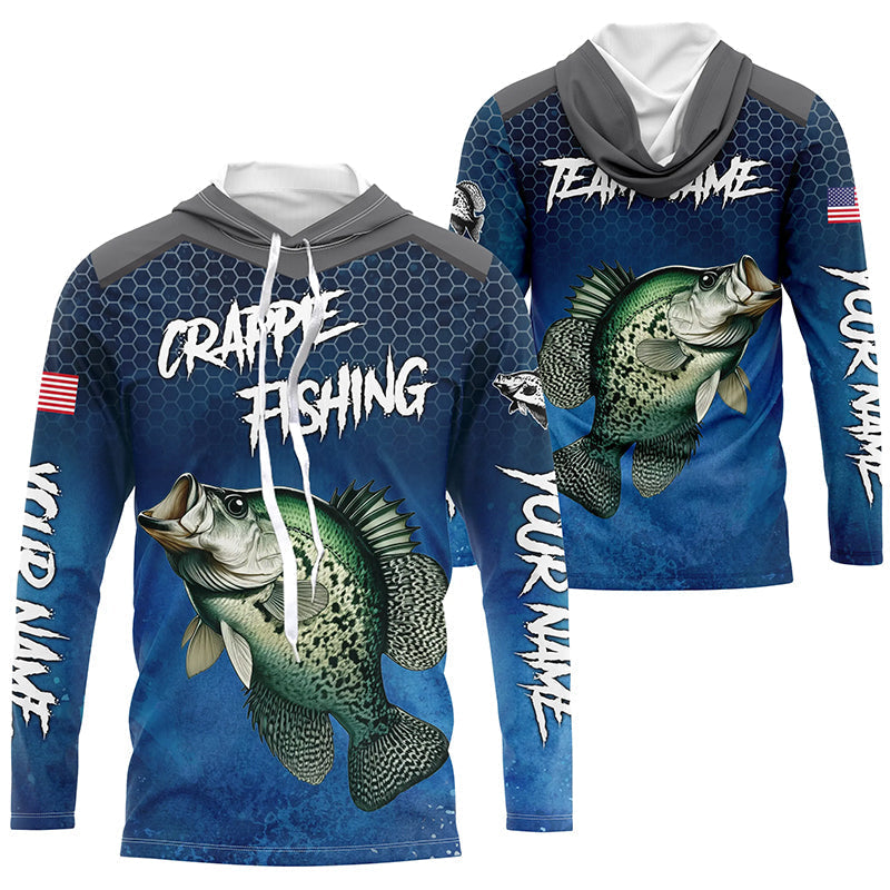 Blue camo Crappie fishing Custom performance long sleeve team Crappie fishing tournament NQS7717