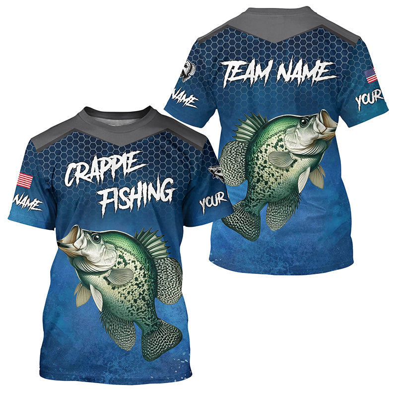Blue camo Crappie fishing Custom performance long sleeve team Crappie fishing tournament NQS7717