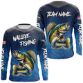 Blue camo Walleye fishing Custom performance long sleeve team Walleye fishing tournament NQS7718