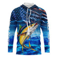 Personalized Tuna Saltwater Blue Camo American flag patriotic Long Sleeve Performance Fishing NQS5845