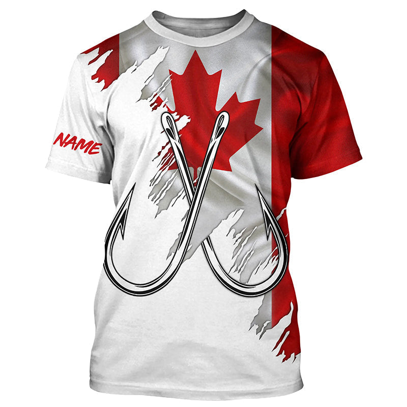 Canadian flag Fishing Fish Hook UV protection custom long sleeves Patriotic fishing apparel NQS7973