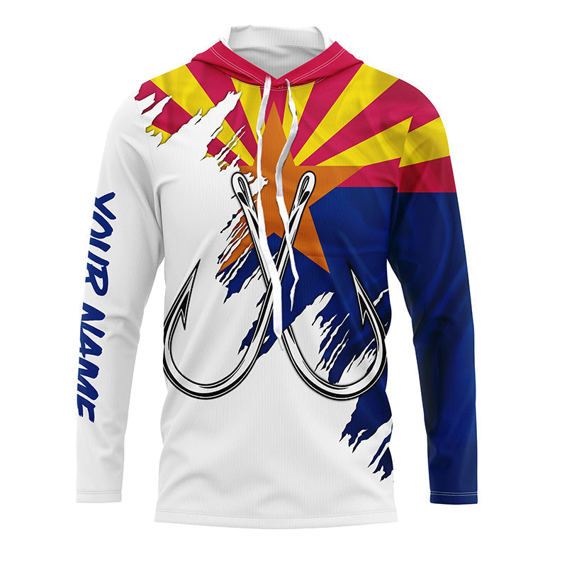 Arizona flag AZ Fishing Fish Hook UV protection custom long sleeve Patriotic fishing apparel NQS7975