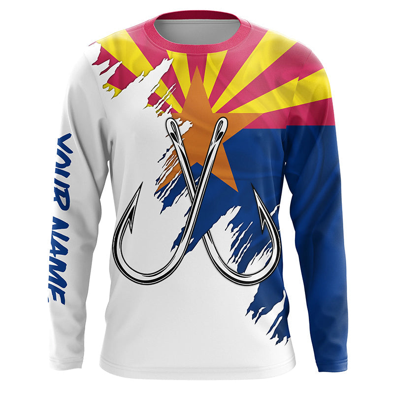 Arizona flag AZ Fishing Fish Hook UV protection custom long sleeve Patriotic fishing apparel NQS7975