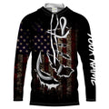 US Fishing 3D Fish Hook American Flag patriotic UV protection customize name long sleeves UPF 30+ fishing apparel NQS2161