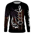 US Fishing 3D Fish Hook American Flag patriotic UV protection customize name long sleeves UPF 30+ fishing apparel NQS2161