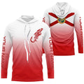Red and white Florida flag fish hook skull fishing Custom long sleeve performance Fishing NQS6053