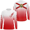 Red and white Florida flag fish hook skull fishing Custom long sleeve performance Fishing NQS6053