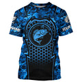 Bass Fishing blue camouflage sun protection Custom name long sleeves fishing, women, Kid NQS4253
