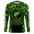 Bass Fishing green camouflage sun protection Custom name long sleeve fishing, women, Kid NQS4254