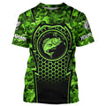 Bass Fishing green camouflage sun protection Custom name long sleeve fishing, women, Kid NQS4254