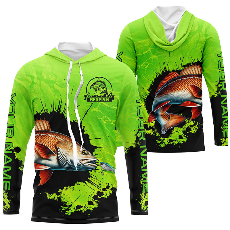 Personalized Redfish fishing Performance long sleeve Fishing, Red drum fishing | Green NQS6940