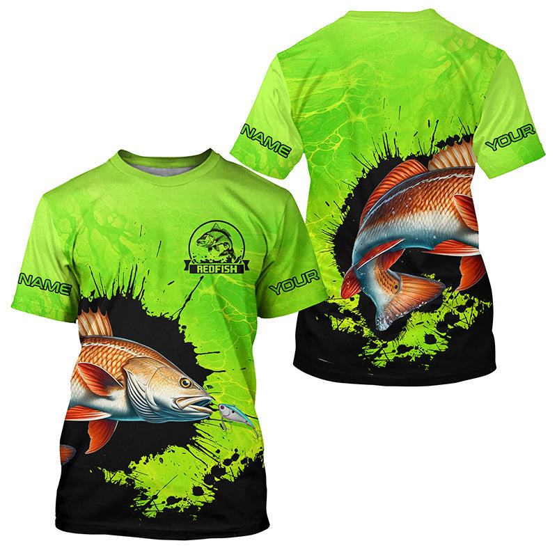 Personalized Redfish fishing Performance long sleeve Fishing, Red drum fishing | Green NQS6940