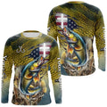 Walleye Fishing Scales Camo American Flag Faith patriotic Custom UV protection long sleeves NQS9310