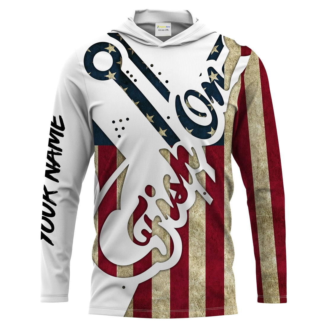 American flag Fish on patriotic fishing 3dfish UV long sleeve Custom fishing apparel NQS1753