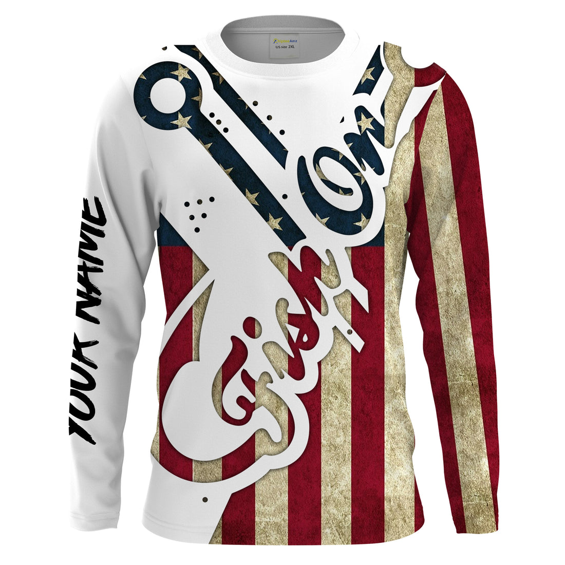 American flag Fish on patriotic fishing 3dfish UV long sleeve Custom fishing apparel NQS1753