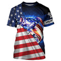 Bass Fishing 3D American Flag patriotic blue galaxy Custom UV protection long sleeve Fishing NQS5396