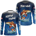 Blue camo Redfish fishing Custom performance long sleeve team Red Drum fishing tournament NQS7728