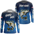 Blue camo Striped Bass fishing Custom performance long sleeve team Striper fishing tournament NQS7729