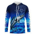 Personalized Wahoo Blue Long Sleeve Performance Fishing, compass tournament UV protection NQS5850