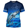 Personalized Wahoo Blue Long Sleeve Performance Fishing, compass tournament UV protection NQS5850
