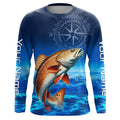 Personalized Redfish red drum Blue Long Sleeve Performance Fishing, compass tournament NQS5851
