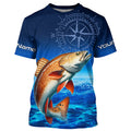 Personalized Redfish red drum Blue Long Sleeve Performance Fishing, compass tournament NQS5851