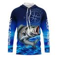Personalized Striped bass Blue Long Sleeve Performance Fishing, compass striper tournament NQS5852