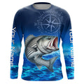 Personalized Striped bass Blue Long Sleeve Performance Fishing, compass striper tournament NQS5852
