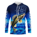 Personalized Walleye Blue Long Sleeve Performance Fishing, compass Walleye tournament NQS5853