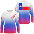 Red, white and blue Texas flag fish hook skull fishing Custom long sleeve performance Fishing NQS6060