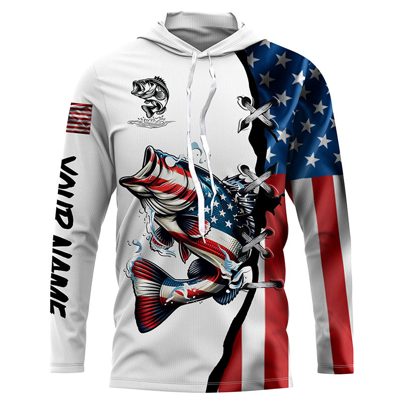 Largemouth bass fishing American flag UV protection Customize long sleeves fishing NQS1561