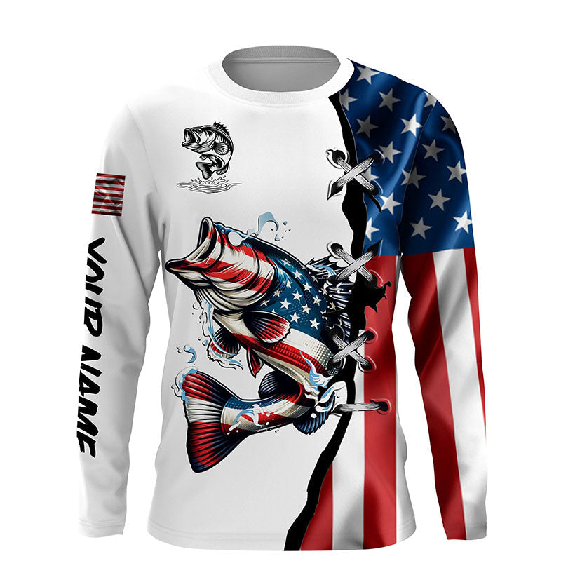 Largemouth bass fishing American flag UV protection Customize long sleeves fishing NQS1561