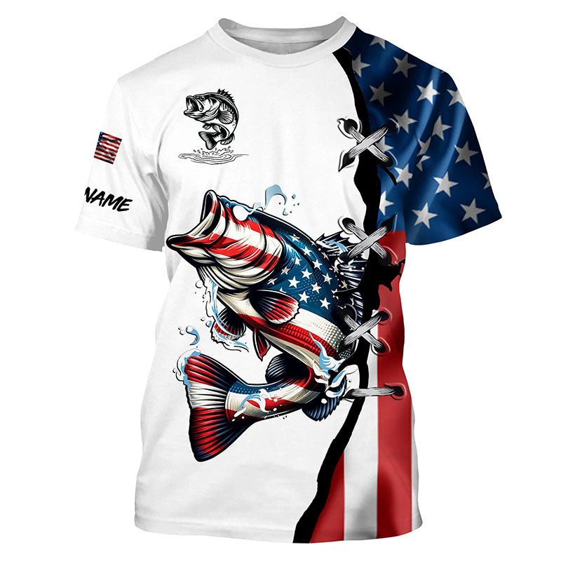 Largemouth bass fishing American flag UV protection Customize long sleeves fishing NQS1561