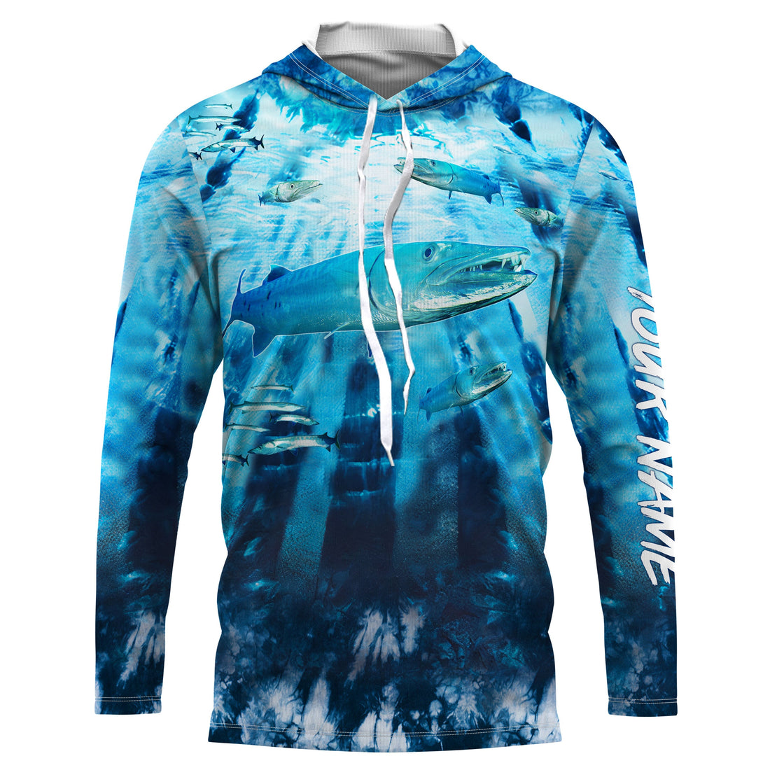 Great Barracuda Fishing blue tie dye Custom name fishing, custom fishing apparel NQS3138