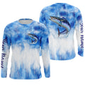Wahoo saltwater fishing blue sea camo Custom Name sun protection UPF long sleeves fishing NQS3540
