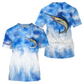 Marlin saltwater fishing blue sea camo Custom Name sun protection UPF long sleeves fishing NQS3541