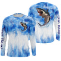 Shark fishing blue sea camo Custom Name sun protection UPF long sleeve fishing NQS3545