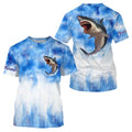 Shark fishing blue sea camo Custom Name sun protection UPF long sleeve fishing NQS3545