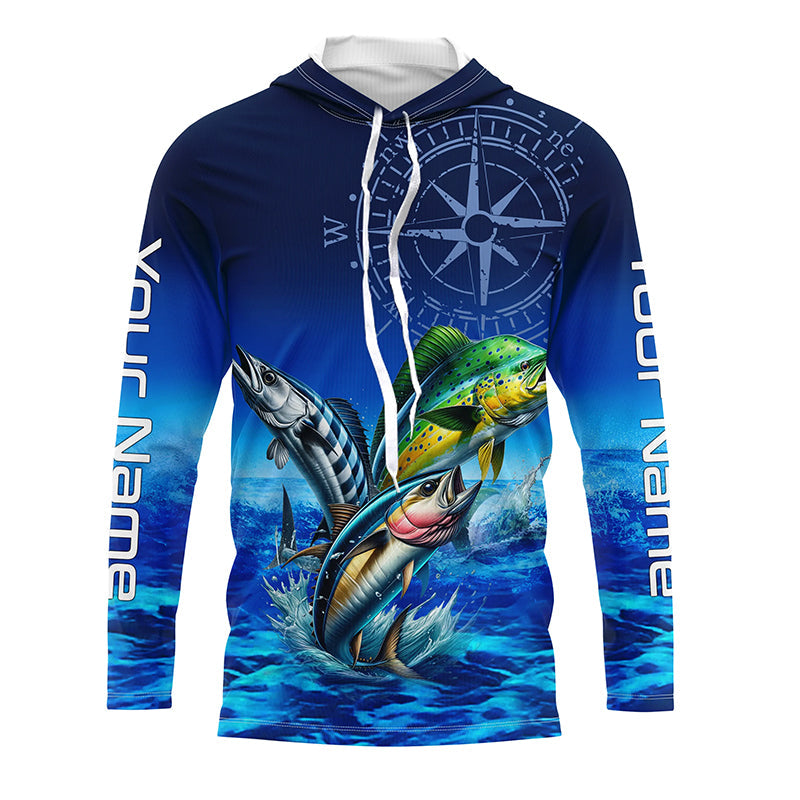 Personalized Mahi Mahi, Wahoo, Tuna Blue Performance Fishing, compass offshore tournament NQS5866