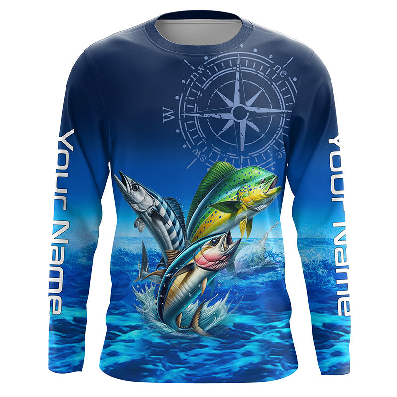 Personalized Mahi Mahi, Wahoo, Tuna Blue Performance Fishing, compass offshore tournament NQS5866