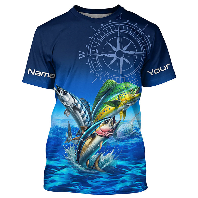 Personalized Mahi Mahi, Wahoo, Tuna Blue Performance Fishing, compass offshore tournament NQS5866