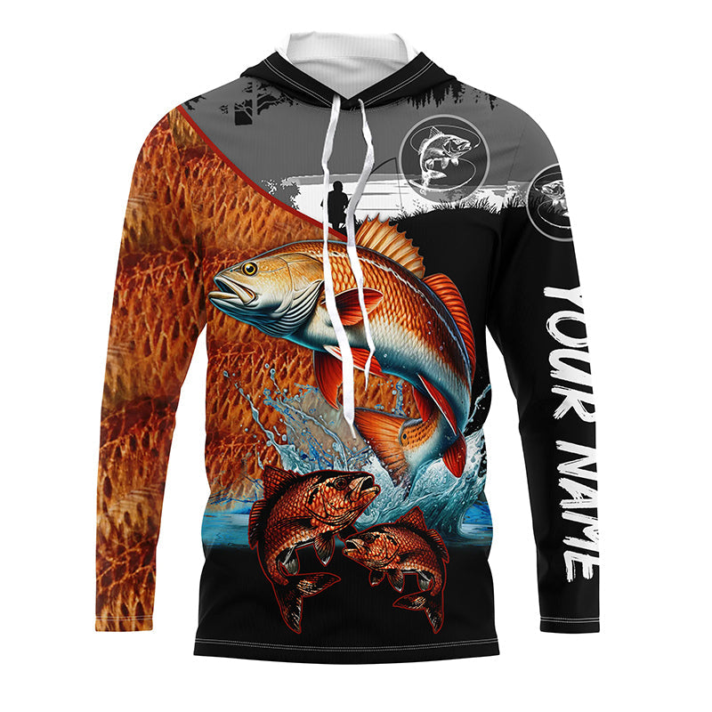Redfish fishing scales customize performance long sleeves Fishing, Red drum fishing NQS6955