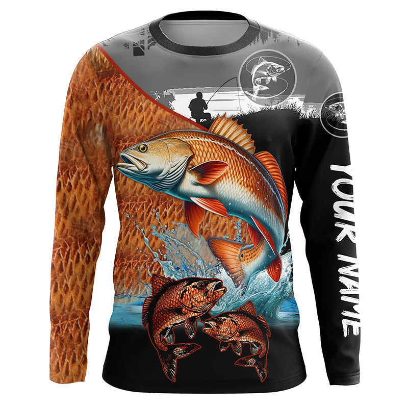 Redfish fishing scales customize performance long sleeves Fishing, Red drum fishing NQS6955