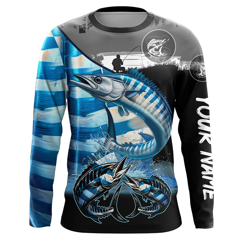 Wahoo fishing scales customize performance long sleeves Fishing, Wahoo fishing NQS6956