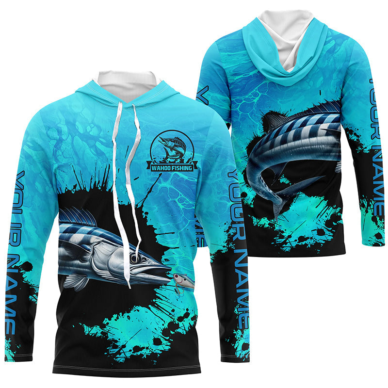 Personalized Wahoo fishing Performance long sleeve Fishing, Wahoo fishing | Blue NQS6976