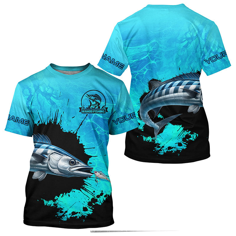 Personalized Wahoo fishing Performance long sleeve Fishing, Wahoo fishing | Blue NQS6976