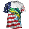 American flag patriotic Mahi mahi fishing Custom UV Protection saltwater long sleeve Fishing NQS5632