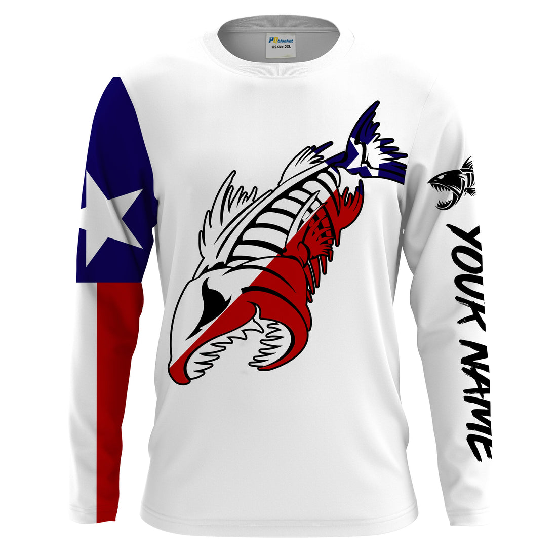 Fish reaper Fishing Texas Flag patriotic Customize Name long sleeves fishing NQS2241