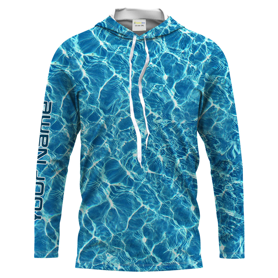 Custom Saltwater Long sleeve Fishing UV Protection, Blue Ocean Sea wave camo Fishing - NQS2173