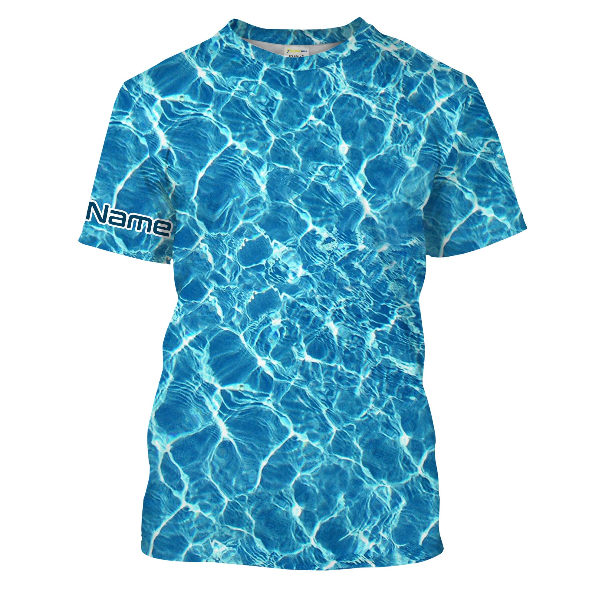 Custom Saltwater Long sleeve Fishing UV Protection, Blue Ocean Sea wave camo Fishing - NQS2173